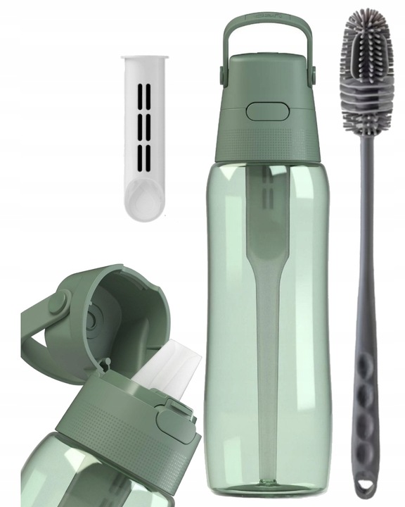 Szczoteczka do mycia + butelka filtrująca szałwiowa barwiona Dafi