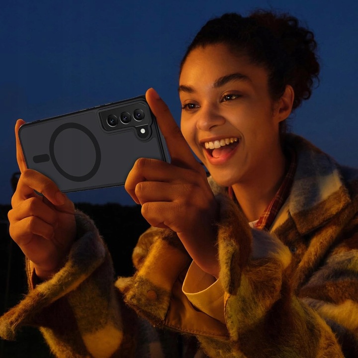 Etui do SAMSUNG S22 5G do MagSafe CZARNY MAT + SZKŁO HARTOWANE