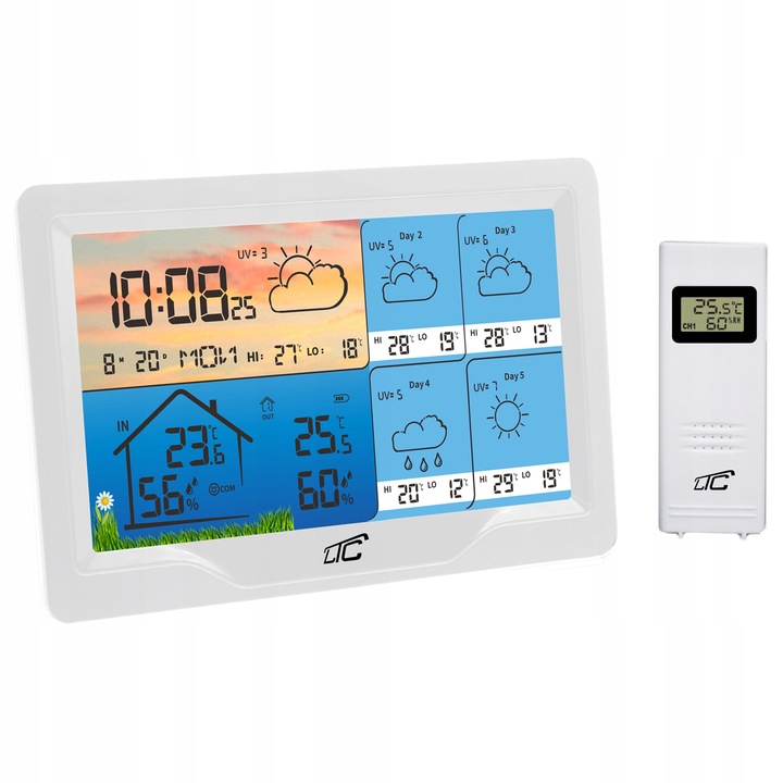 STACJA POGODY POGODOWA BEZPRZEWODOWA DATA TERMOMETR ZEGAR HIGROMETR TUYA