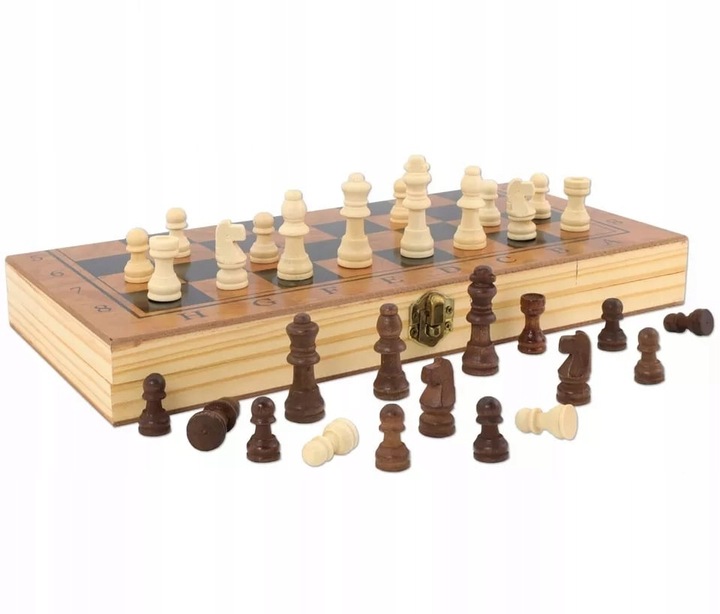 SZACHY DREWNIANE WARCABY DUŻE DLA DZIECI TRYKTRAK GRY LOGICZNE PLANSZ0WE