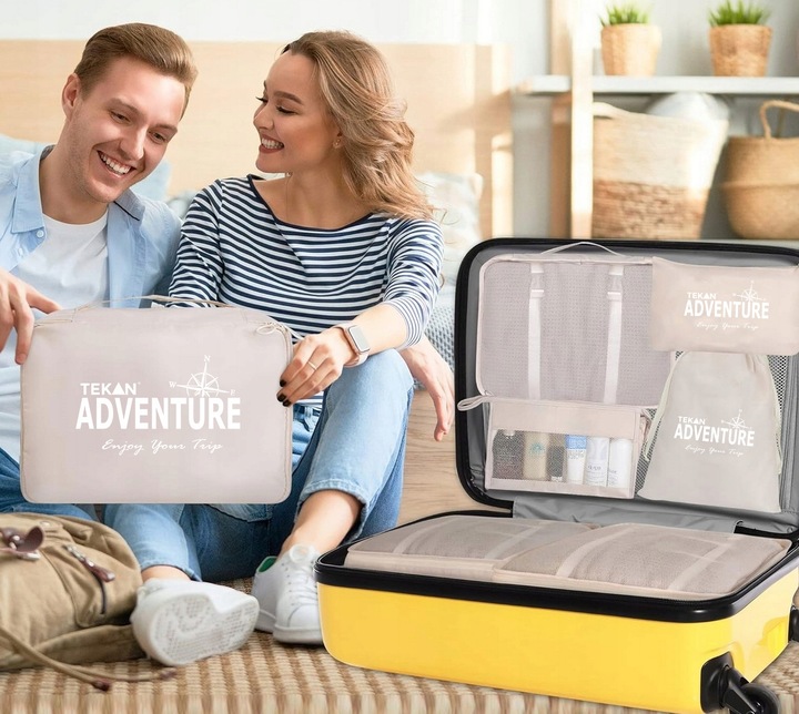 ORGANIZER PODRÓŻNY DO WALIZKI TORBY SZAFY ZESTAW 7 SZT UBRANIA I BUTY TEKAN