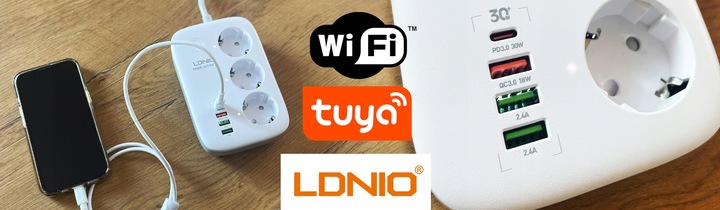 Listwa zasilająca SMART WiFi USB TUYA QC3.0 PD LED