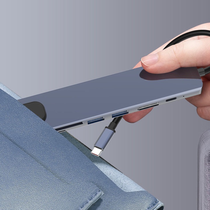 ADAPTER HUB 8w1 USB-C DisplayPort 8K 4K Ethernet RJ45 Macbook Pro Air M2 M3