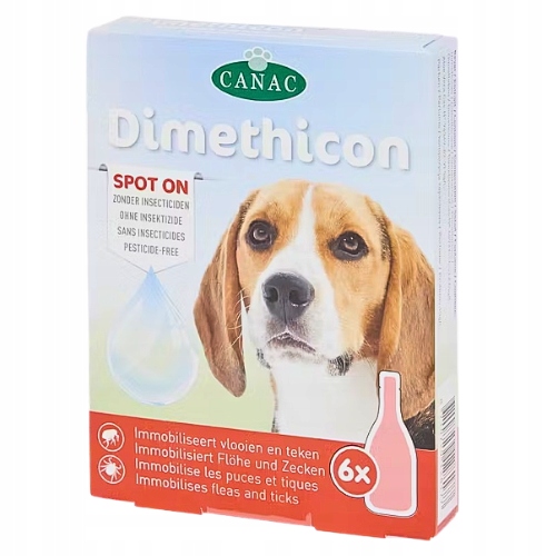Krople dla PSA na Pchły i Kleszcze Dimeticon Canac 6 dawek x 1ml na skórę