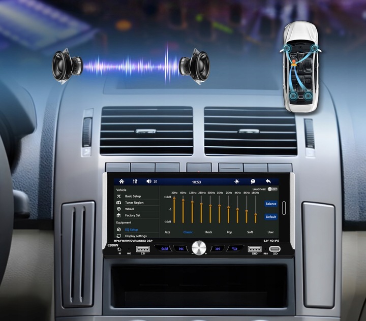 RADIO SAMOCHODOWE 1 DIN BEZPRZEWODOWY CARPLAY ANDROID AUTO MIRROR LINK