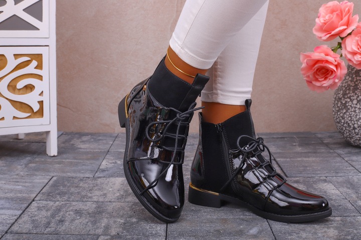 BOTKI DAMSKIE GLANY BUTY OCIEPLANE NA SUWAK