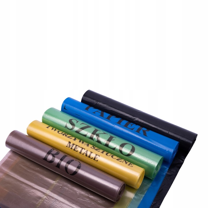 Kolorowe worki do segregacji śmieci 120L - zestaw 4 rolki