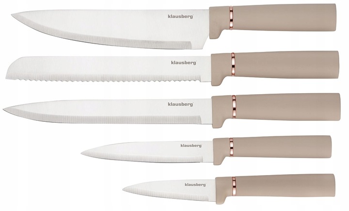 Komplet 5 Noży + Zestaw 5 przyborów kuchennych + deska do krojenia + Stojak