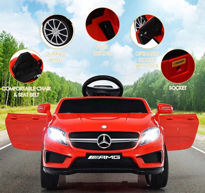 MERCEDES GLA 4x4 12V, PILOT 2.4G, 4 AMORY Auto na akumulator, koła EVA