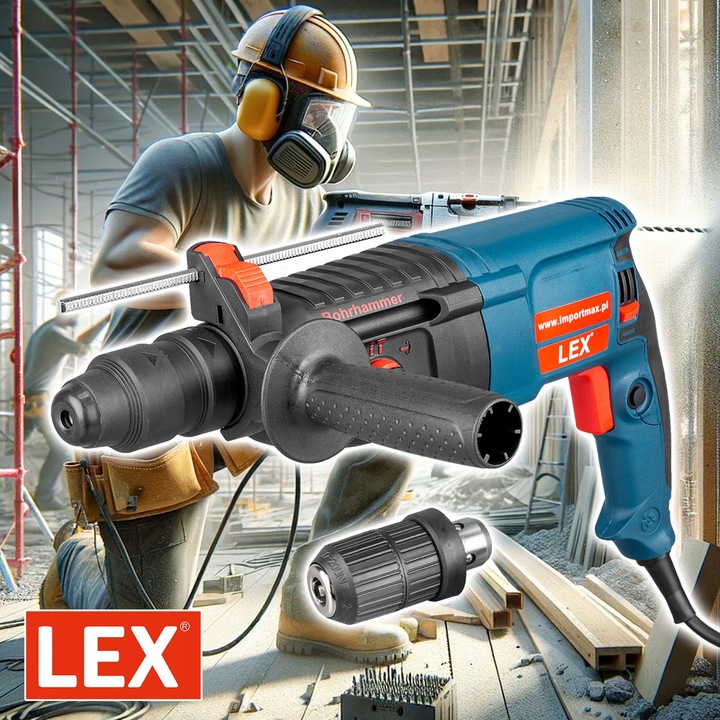 MŁOTOWIERTARKA WIERTARKA Z UDAREM MŁOT UDAROWY ZESTAW SDS + PLUS MOCNA
