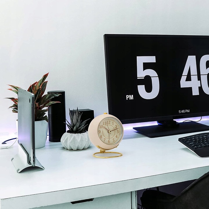 Zegar Retro Analogowy Stojący Budzik Klasyczny Alarm na Baterie