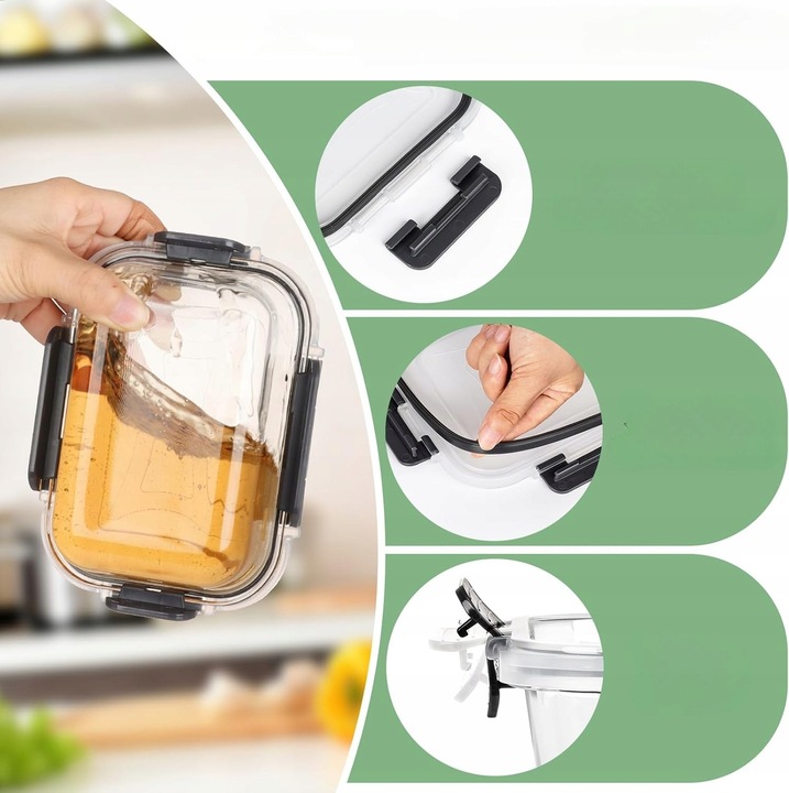 10 X LUNCHBOX SZKLANE POJEMNIKI NA ŻYWNOŚĆ USZCZELKA ŻAROODPORNE ZESTAW