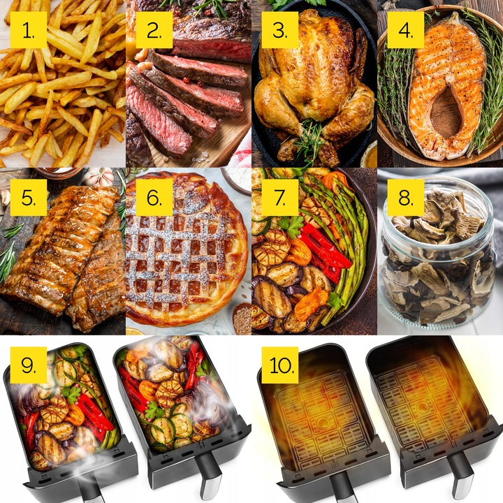 Frytkownica beztłuszczowa Dwukomorowa 10L Air Fryer Yoer 2850W 10