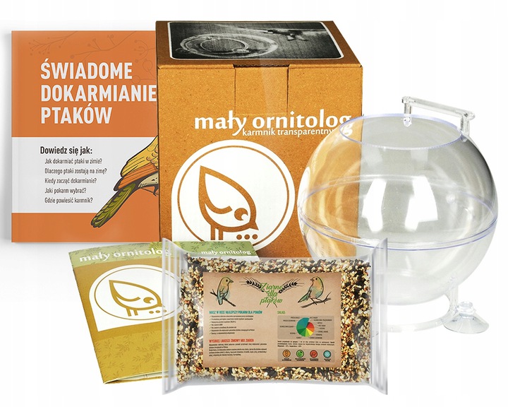 KARMNIK DLA PTAKÓW NA POKARM ZIARNO NA OKNO KULA MAŁY ORNITOLOG Z