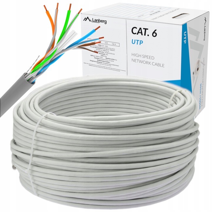 KABEL SIECIOWY KAT.6 CAT.6 PRZEWÓD SKRĘTKA CCA UTP LAN RJ45 305M LANBERG