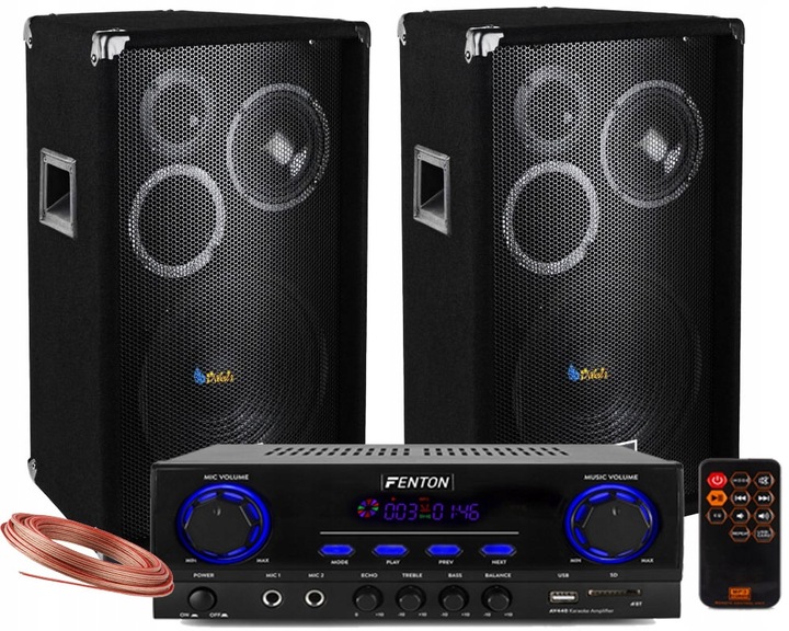 KOLUMNY GŁOŚNIKOWE 600W WZMACNIACZ CYFROWY BT USB