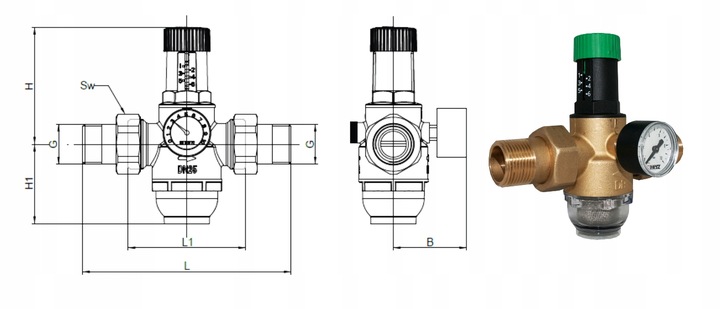 HERZ Membranowy reduktor ciśnienia 1 2682 12 3/4''