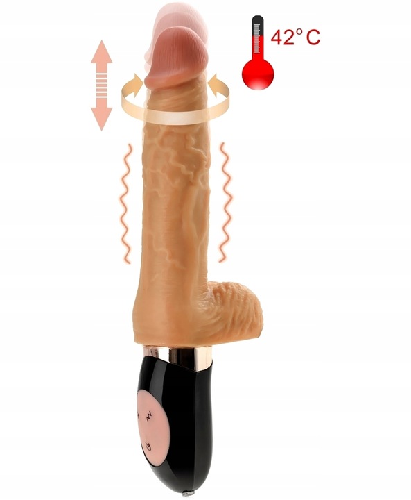 DILDO PENIS WIBRATOR ROTACYJNO-POSUWISTY GÓRA-DÓŁ 60 FUNKCJI GRZANIE 42stC