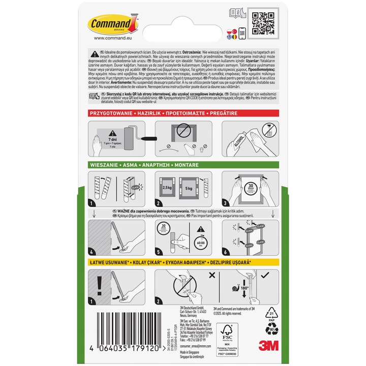 Command Rzepy samoprzylepne 16 szt / 8 par - Powiesisz 2 obrazy do 5