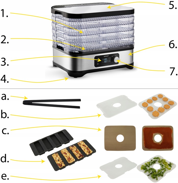 DUŻA Suszarka do Grzybów Owoców Warzyw Yoer INOX +Termoobieg 450W +Timer