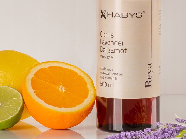OLEJEK DO MASAŻU REYA CYTRUS 500 ML UJĘDRNIA NAWILŻA WITAMINA E HABYS