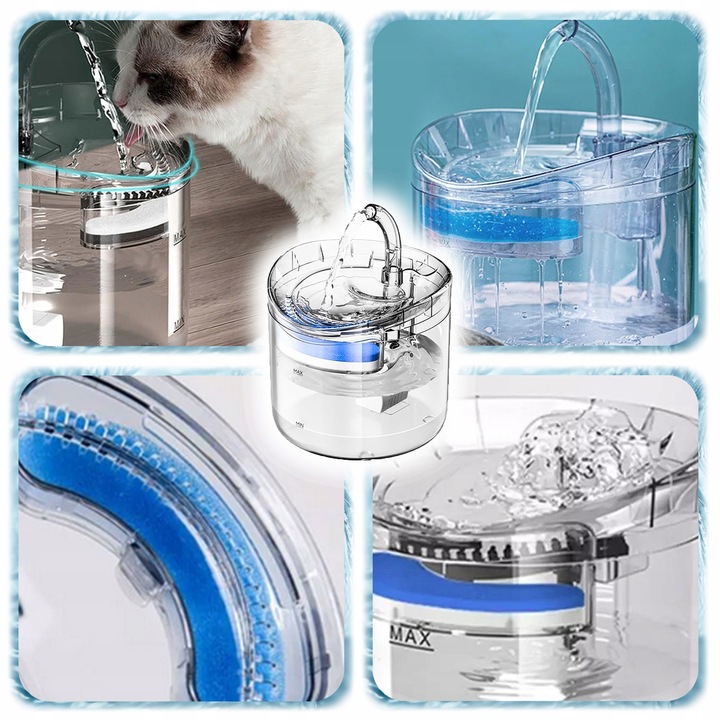 POIDEŁKO FONTANNA DLA KOTA PSA Poidło Automatyczne Miska 1,8L + Filtr