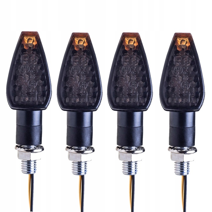 4x KIERUNKOWSKAZY MOTOCYKLOWE QUADA HOMOLOGACJA 12 V CZARNE DYMIONE 14 LED