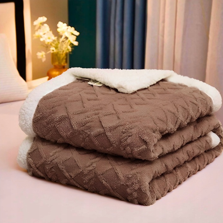 MIĘKKI KOC NARZUTA PLED NA ŁÓŹKO BARANEK SHERPA CIEPŁY 220X230 GRUBY DWUSTR