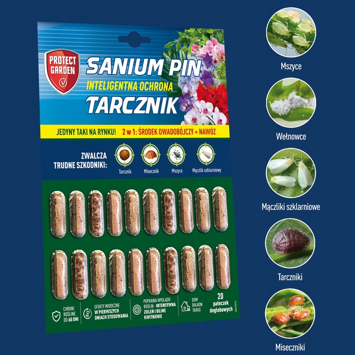 SANIUM PIN 2w1 PAŁECZKI DOGLEBOWE ziemiórki przędziorki wełnowce