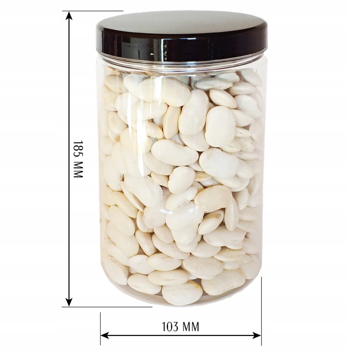 6szt pojemnik na żywność 1250ml słoik PET na produkty sypkie zestaw 1,25l