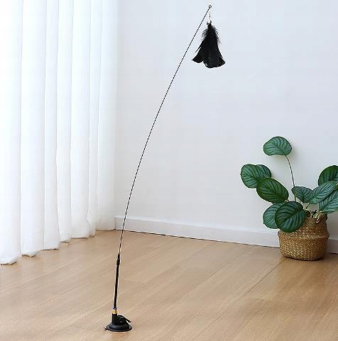 ZABAWKA DLA KOTA RUCHOMA WĘDKA Z PRZYSSAWKĄ I PTASZKIEM 95CM