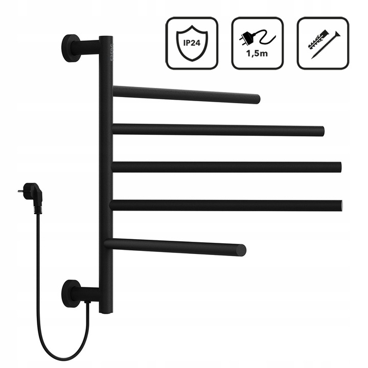 Grzejnik łazienkowy elektryczny EBERG ruchome ramiona 80W ścienny