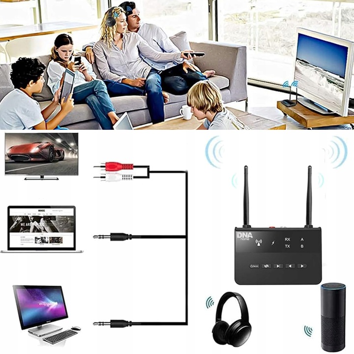 NADAJNIK ODBIORNIK Bluetooth do TV wieży hi-fi słuchawek APT-X do 80 m