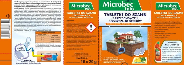 MICROBEC ULTRA Tabletki do szamb – zapach cytryny - 16 SZTUK