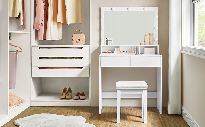 Toaletka kosmetyczna Z LUSTREM I OŚWIETLENIEM LED 2 szuflady 3