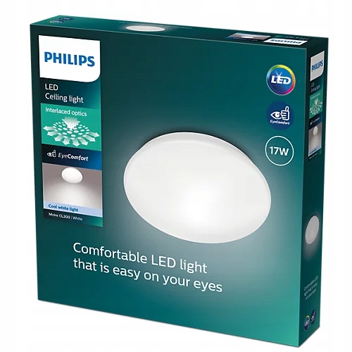 Lampa Sufitowa Plafon LED Natynkowy 17W 4000K Biała 32cm MOIRE PHILIPS