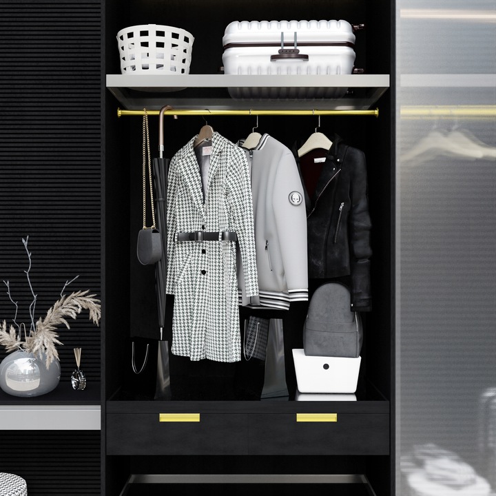 DRĄŻEK NA UBRANIA DO SZAFY 2X UCHWYTY DO GARDEROBY Fi 25MM 100 cm