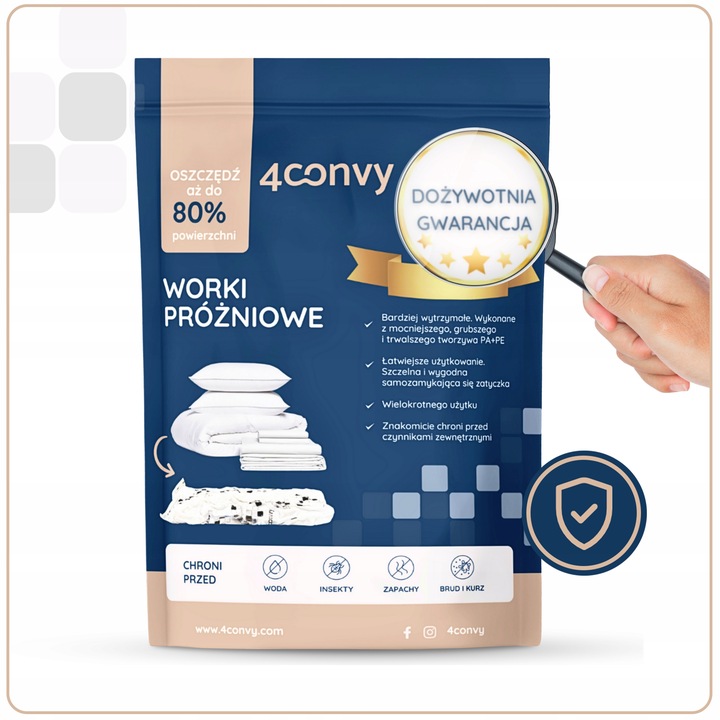 4CONVY Worki próżniowe na ubrania pościel 4XS 3M 2L przebadane bezpieczne