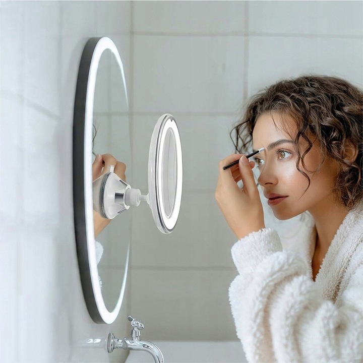 Lusterko kosmetyczne STRADO do makijażu powiększające x10 podświetlane