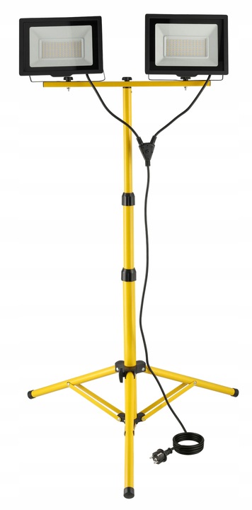 Halogen LED Statyw Budowlany Naświetlacz 2X 100W + Przewód Zestaw