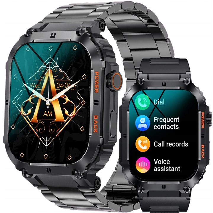 SMARTWATCH MĘSKI MILITARNY WODOODPORNY ROZMOWY WIELOFUNKCYJNY POLSKIE MENU