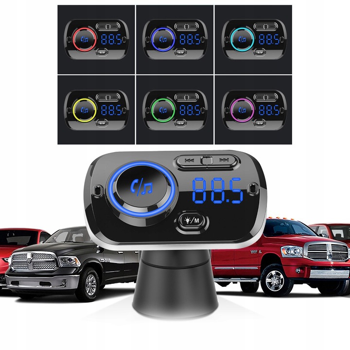 TRANSMITER BLUETOOTH FM SAMOCHODOWY 2X SZYBKA ŁADOWARKA USB-C AUX