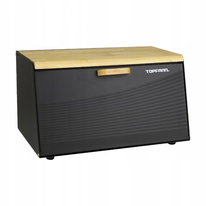 DUŻY CHLEBAK METALOWY Z DESKĄ POJEMNIK NA PIECZYWO CHLEB CZARNY BAMBUSOWY