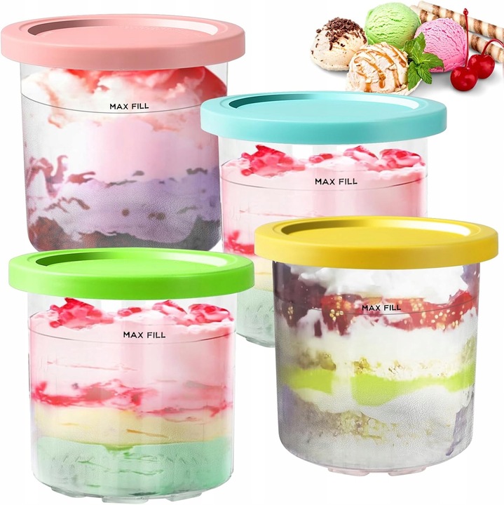 Pojemniki do lodów do Ninja Creami NC300EU 4 sztuki z pokrywką