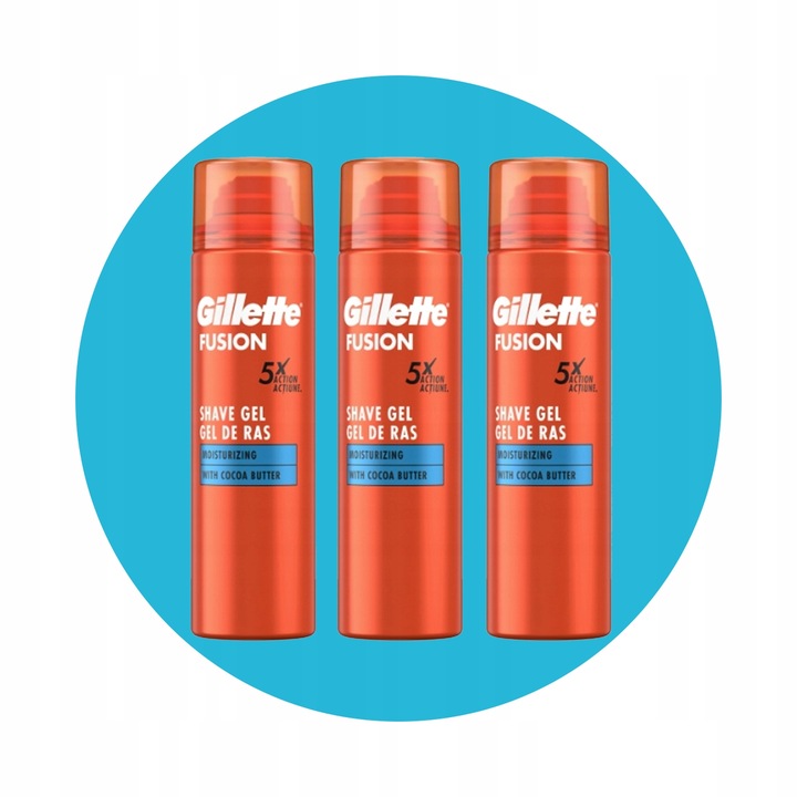 Gillette Fusion Żel Do Golenia Moisturising 200 ml x3