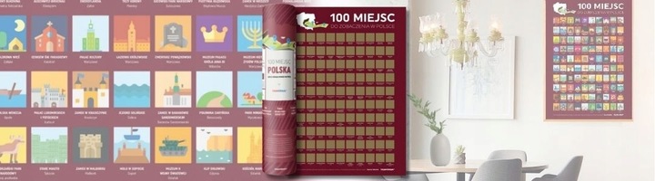MAPA ZDRAPKA PLAKAT BUCKET LIST 100 MIEJSC POLSKA PREZENT NA URODZINY