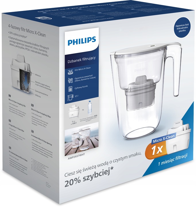 Dzbanek filtrujący Philips AWP2937WHT/58 + Wkład AWP213/10 12 szt.
