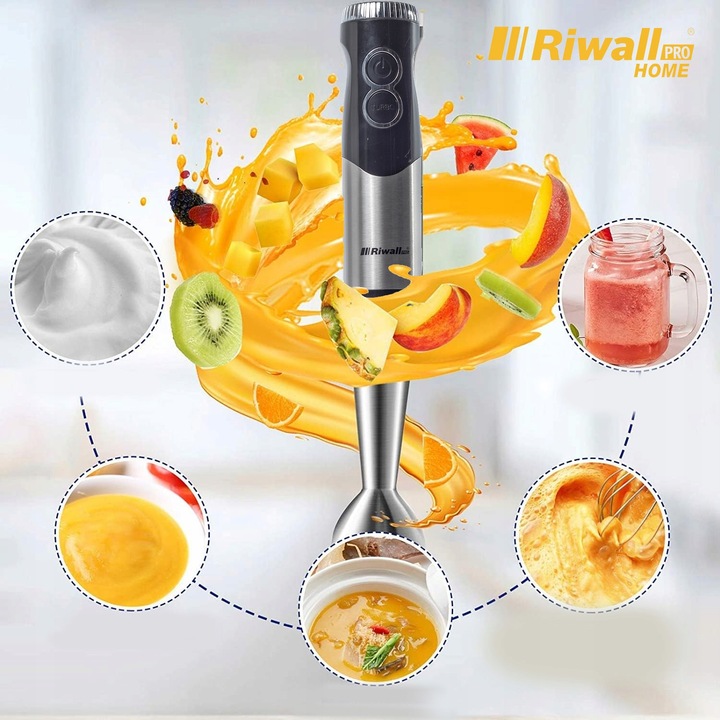 BLENDER RĘCZNY WIELOFUNKCYJNY RIWALL RB-01 6w1 TYTANOWE OSTRZA MOCNY