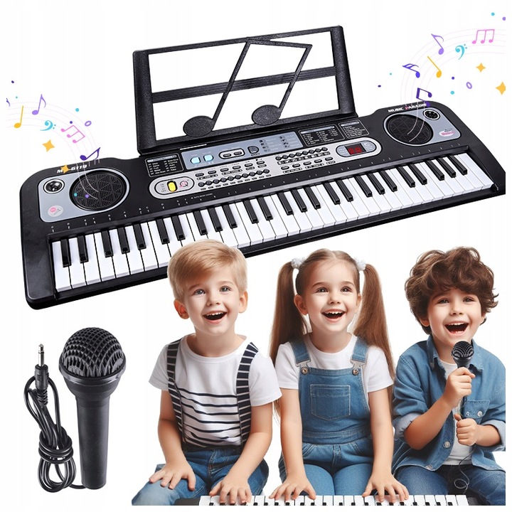 KEYBOARD ORGANY PIANINO 61KLAWISZY DLA DZIECI DO NAUKI TRYB LEKCJI MIKROFON