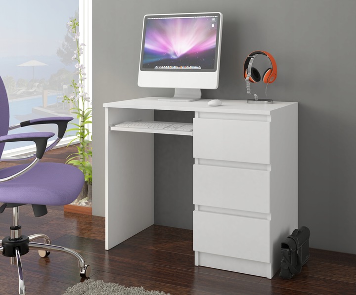 BIURKO KOMPUTEROWE 96CM STOLIK STÓŁ BIAŁE Prawe N3